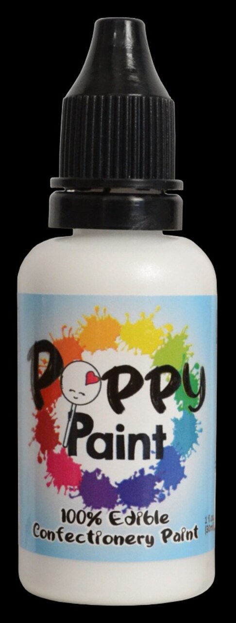 Poppy Paint White Edible Cake Paint for Chocolate Cookies and Fondant